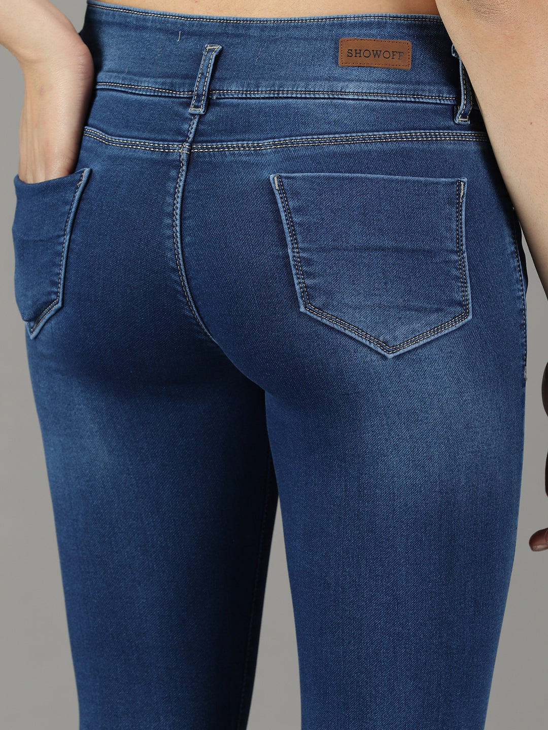 Solid Navy Blue Skinny Fit Jeans