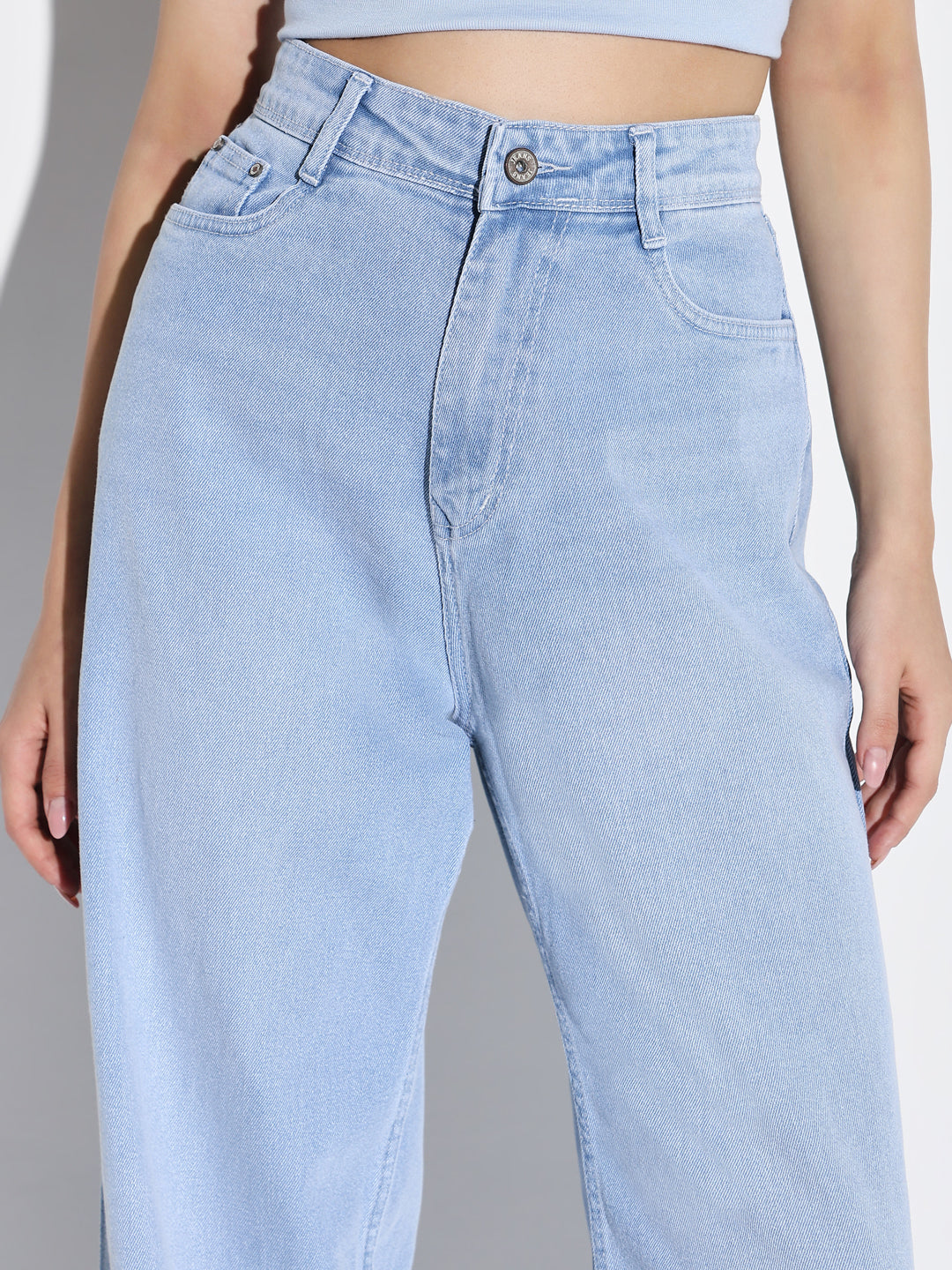 Blue Comfort Wide Leg Light Fade Jeans