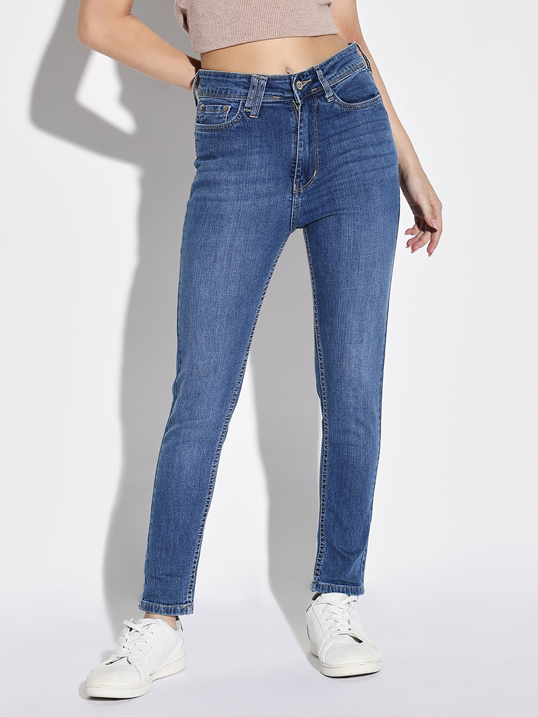 Blue Comfort Slim Fit Light Fade Stretchable Jeans