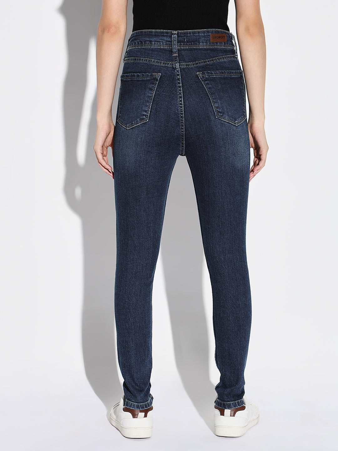 Navy Blue Comfort Slim Fit Light Fade Acid Wash Stretchable Jeans