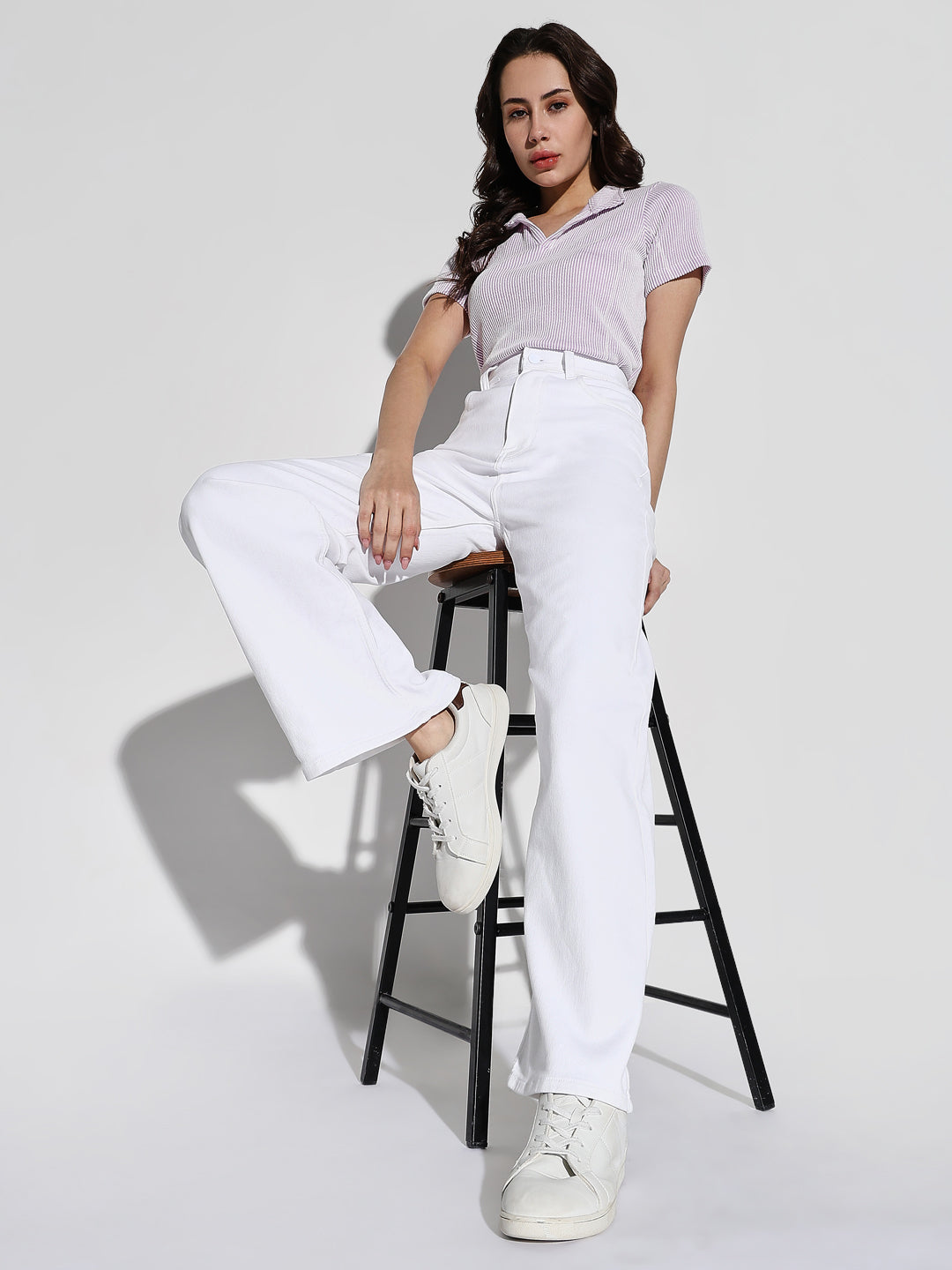 White Wide Leg Casual Jeans
