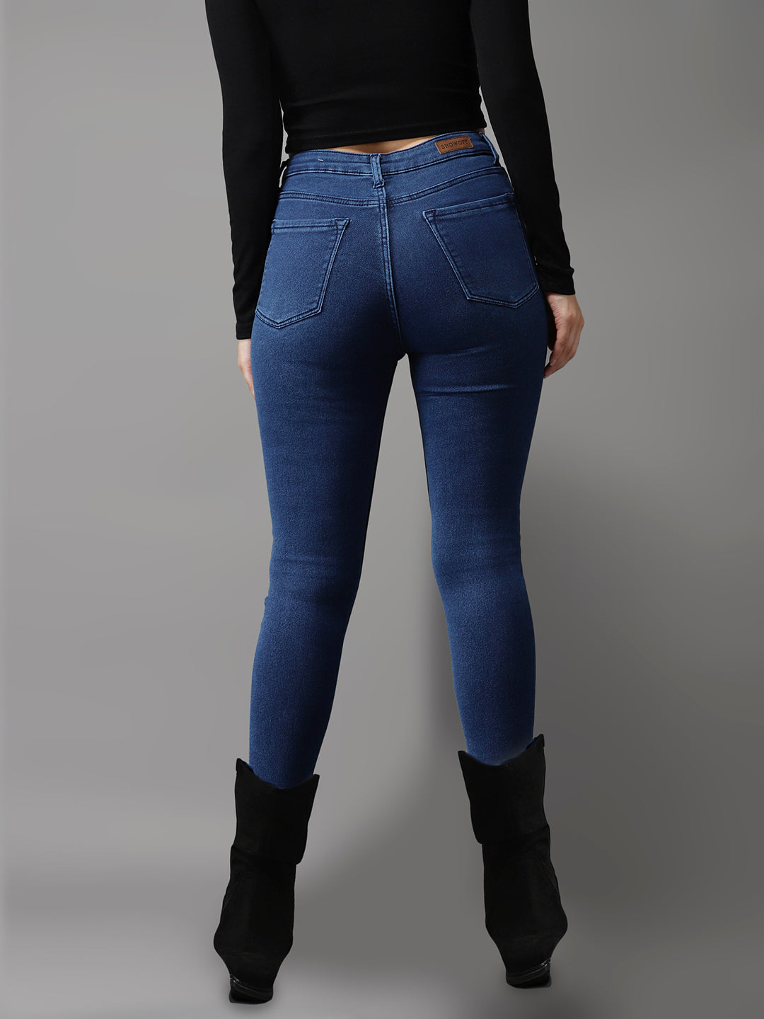 Solid Blue Skinny Fit Denim Jeans