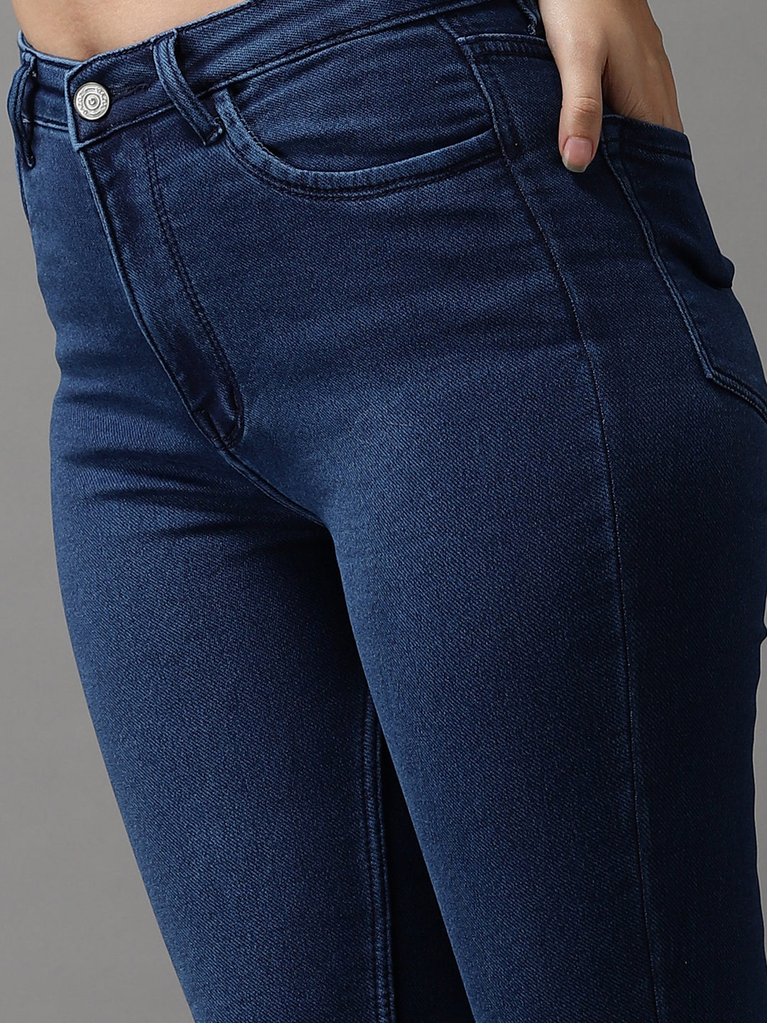 Solid Blue Skinny Fit Denim Jeans