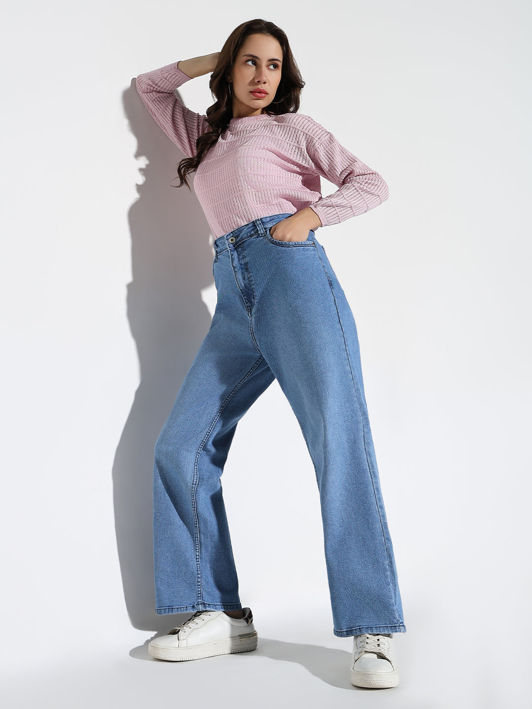 Blue Comfort Straight Fit Light Fade Acid Wash Stretchable Jeans