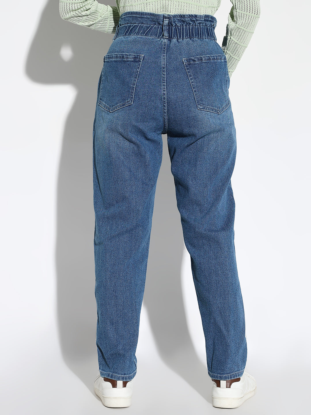 Blue Solid Comfort Light Fade Acid Wash Stretchable Jeans