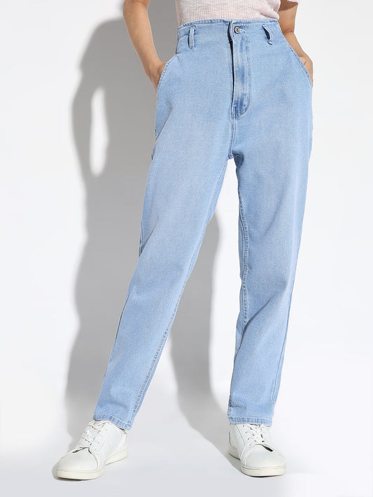 Blue Comfort Mom Fit Stretchable Denim Jeans