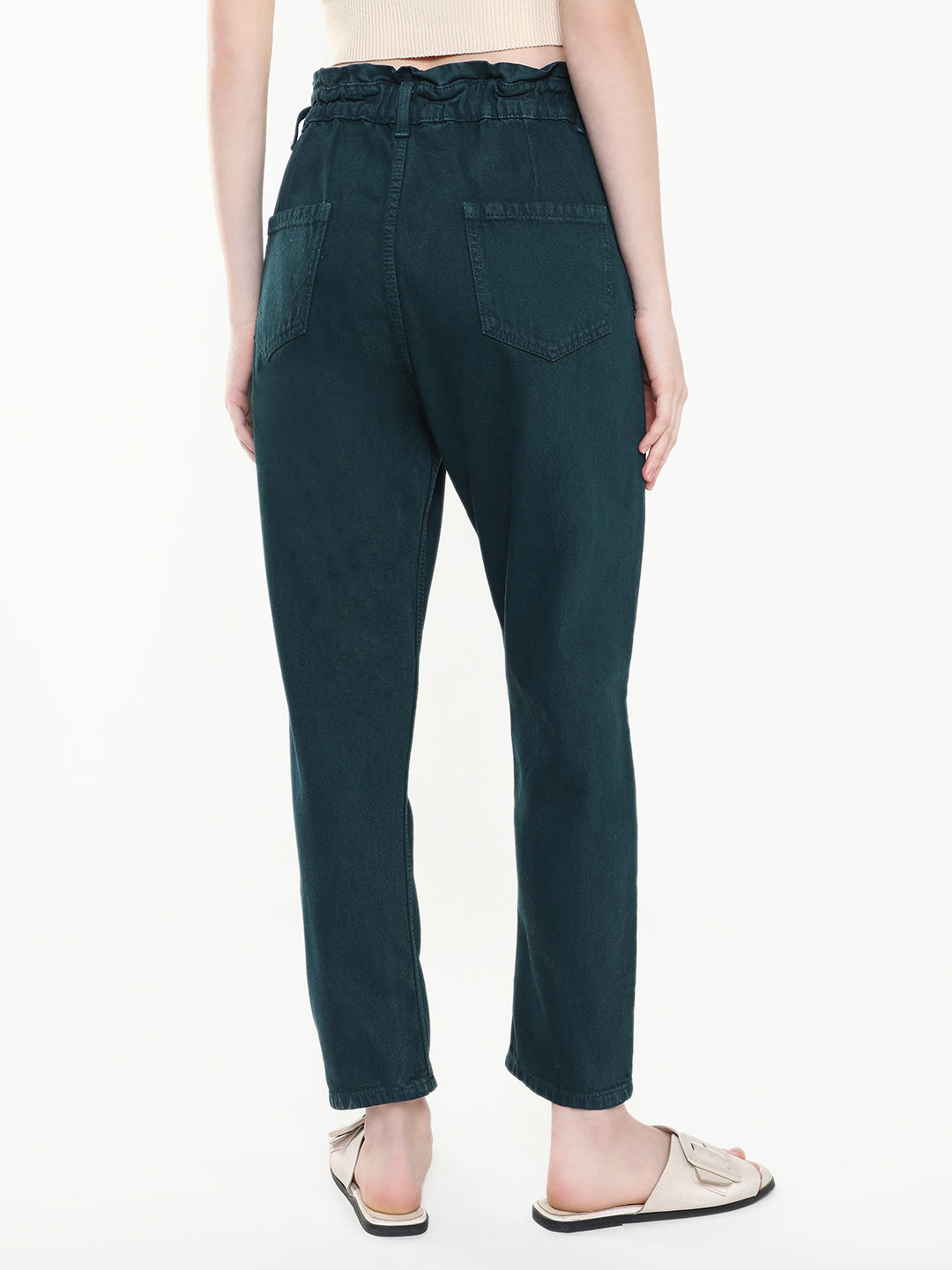Teal Jean Mom Fit Acid Wash Jeans