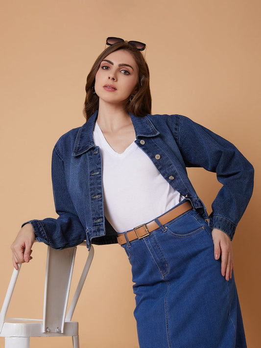 Blue Windcheater Longline Denim Jacket