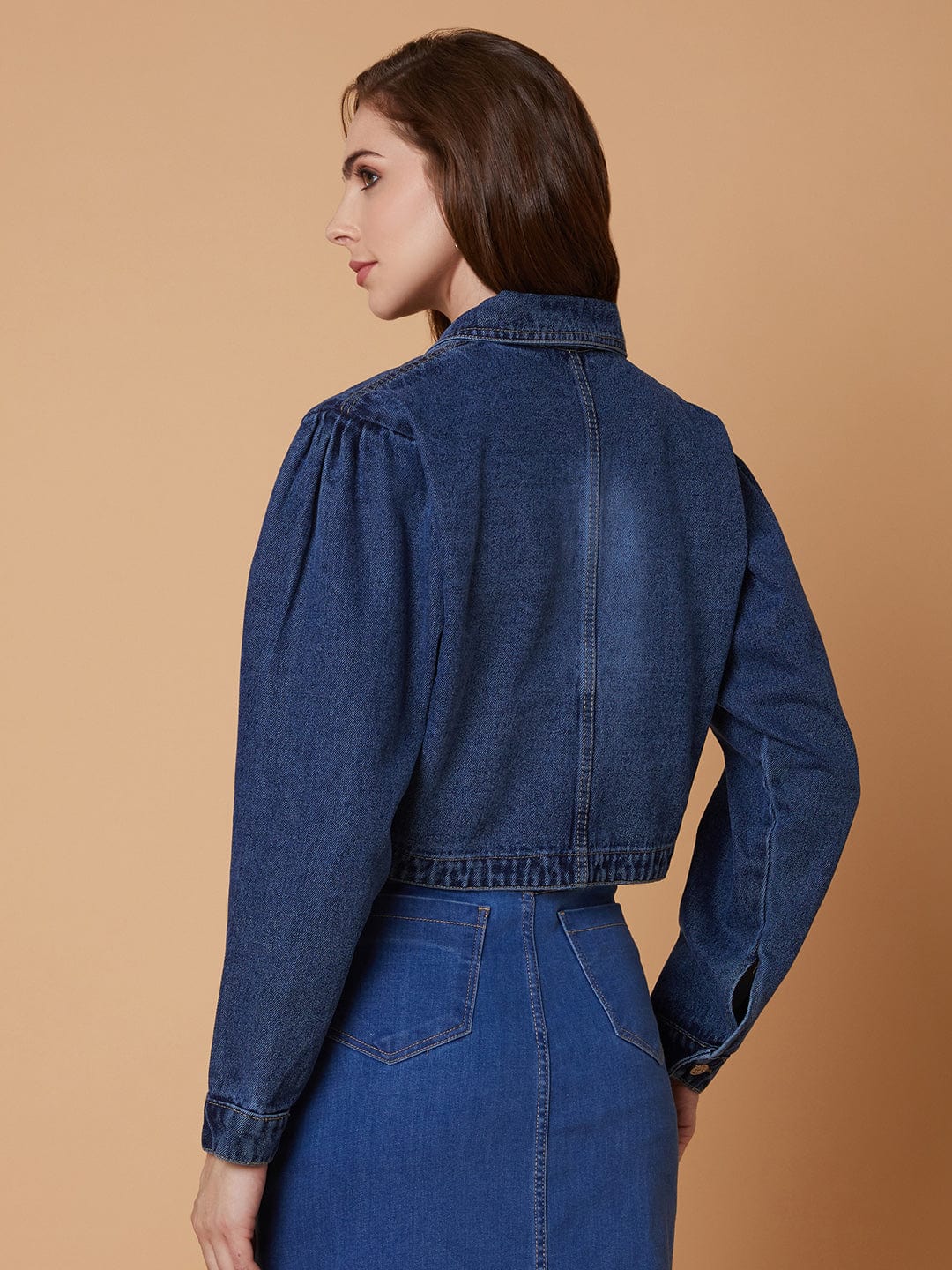 Blue Windcheater Longline Denim Jacket
