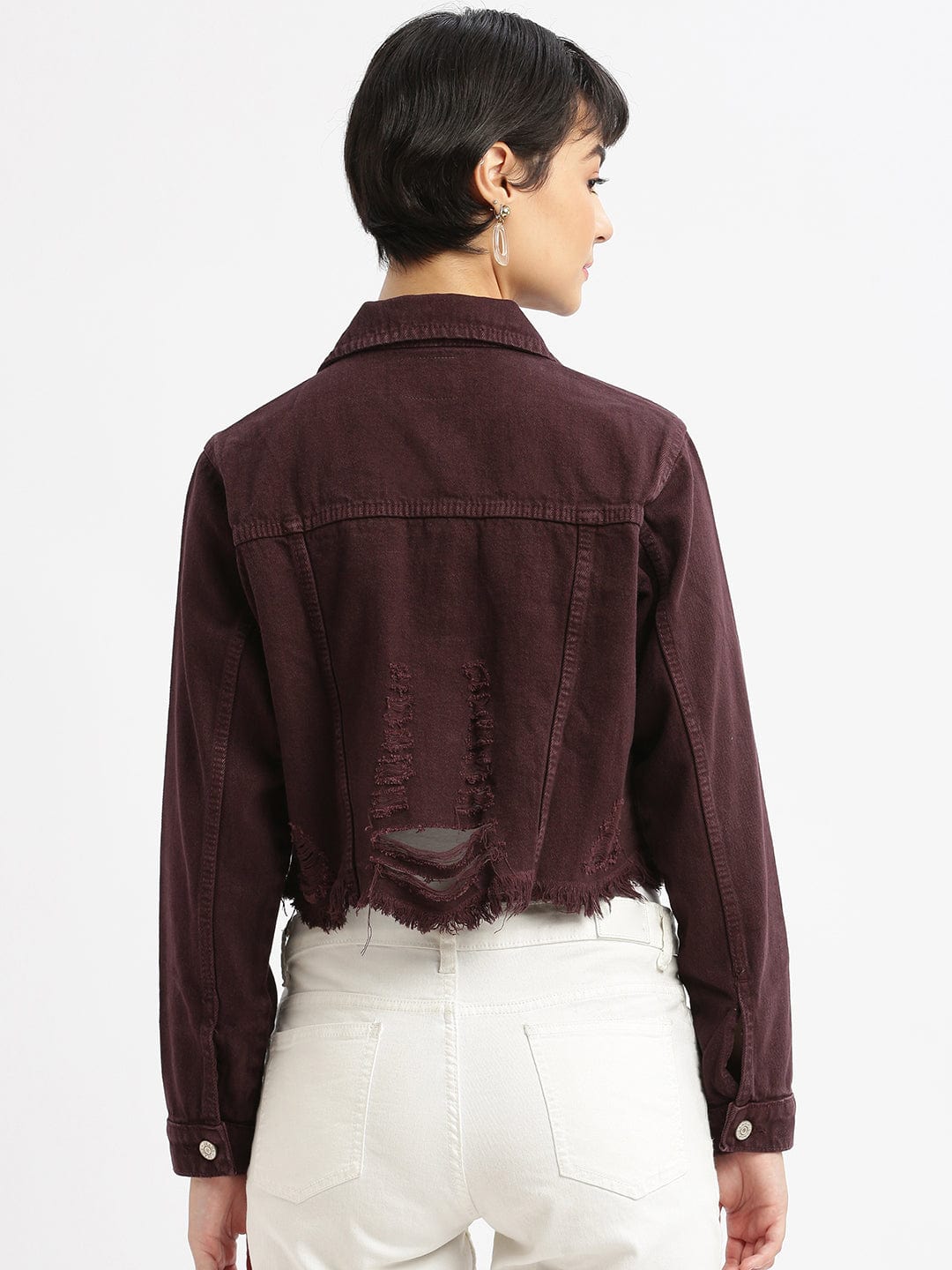 Purple Washed Windcheater Crop Denim Jacket with Patchwork