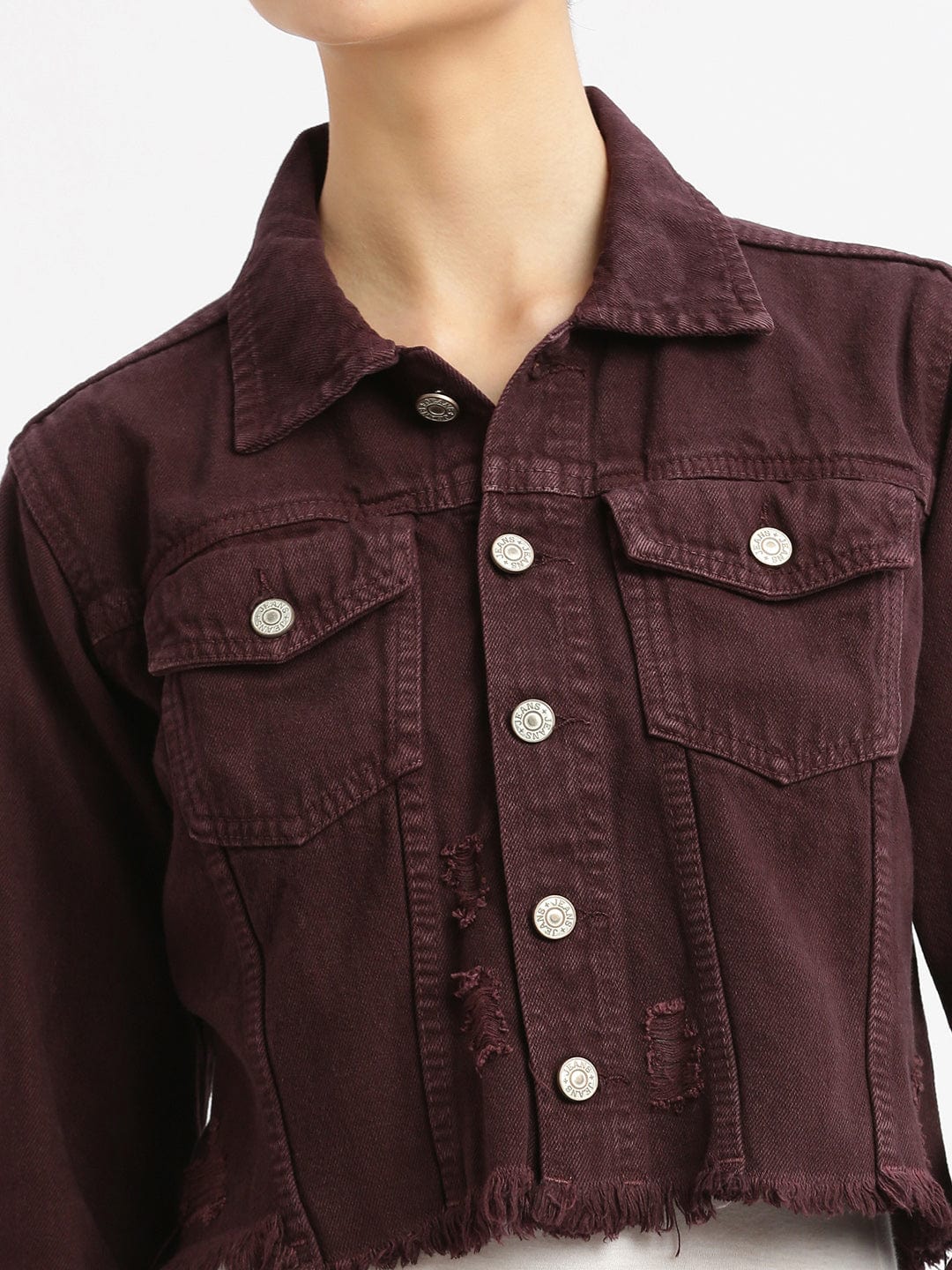Purple Washed Windcheater Crop Denim Jacket with Patchwork