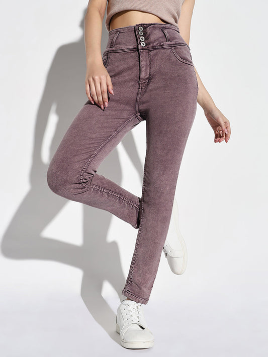 Purple Comfort Slim Fit Light Fade Acid Wash Jeans