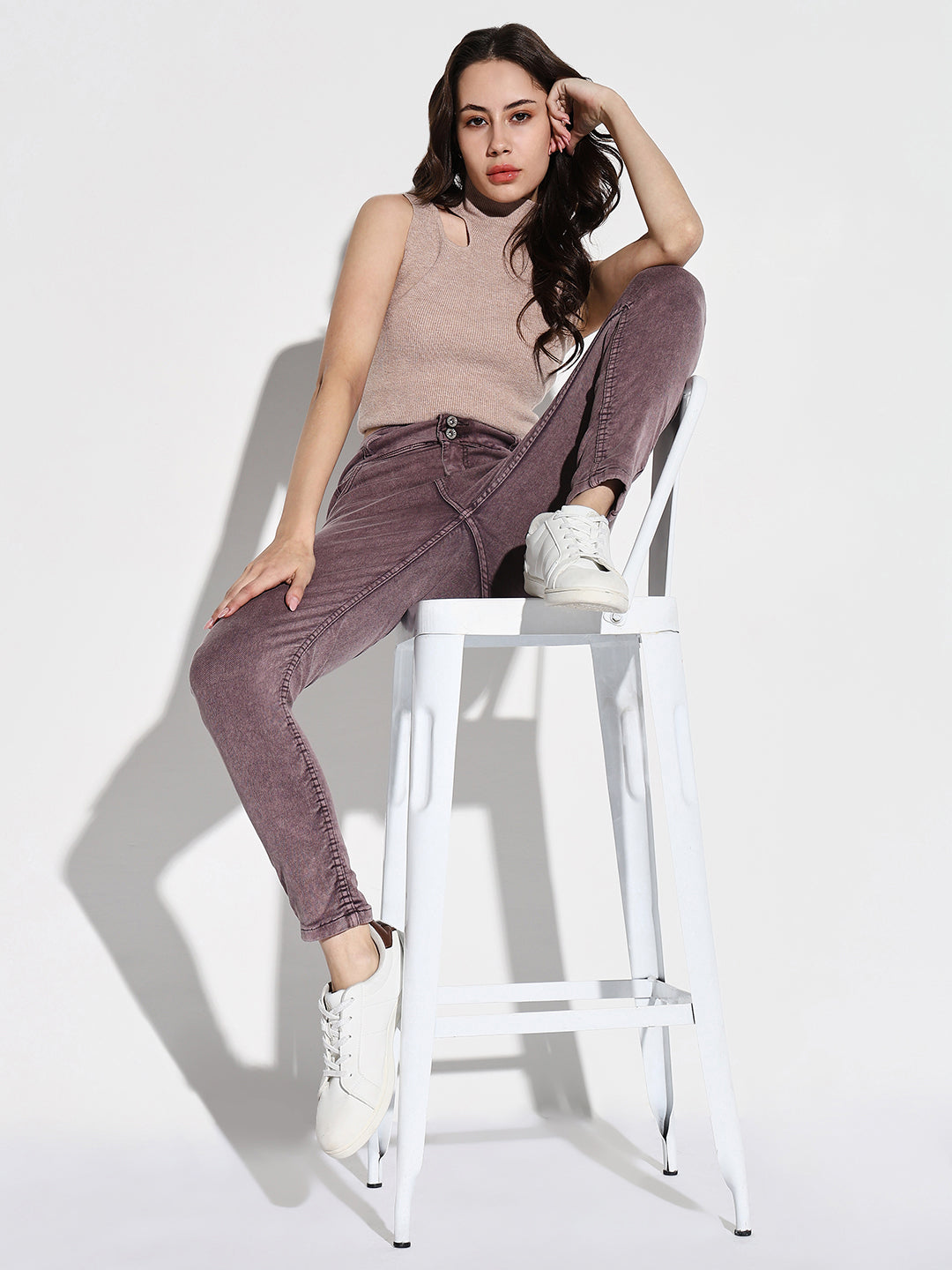 Purple Comfort Slim Fit Light Fade Acid Wash Jeans