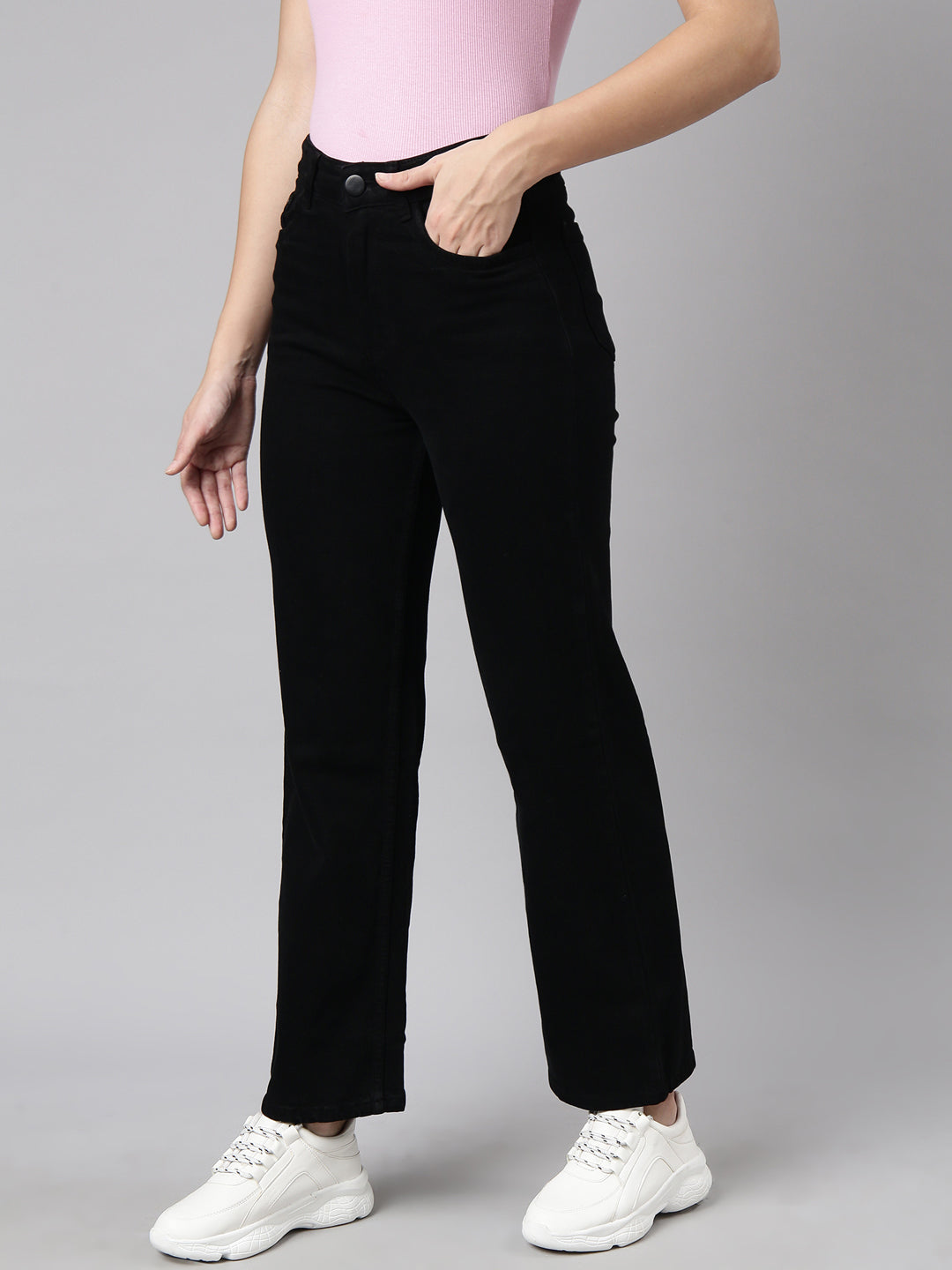 Black Straight Fit Stretchable Jeans