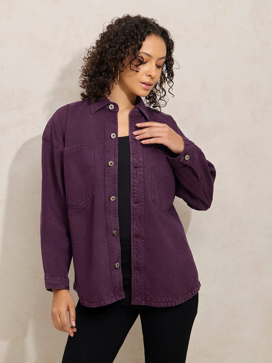 Purple Denim Oversized Shacket