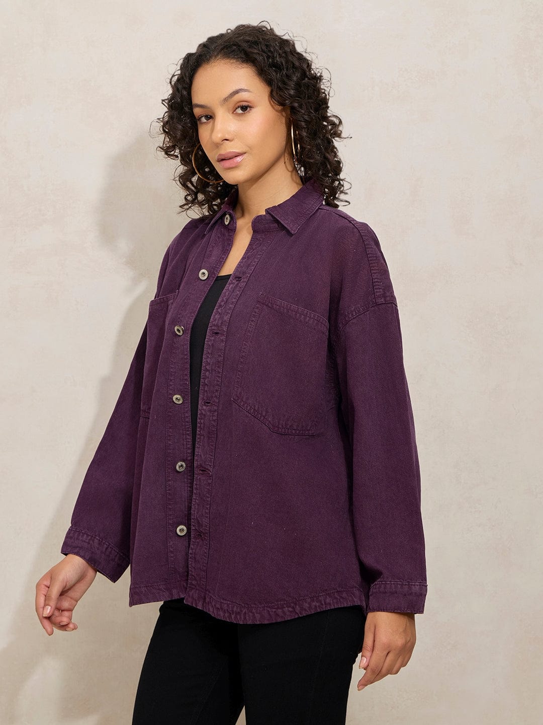 Purple Denim Oversized Shacket