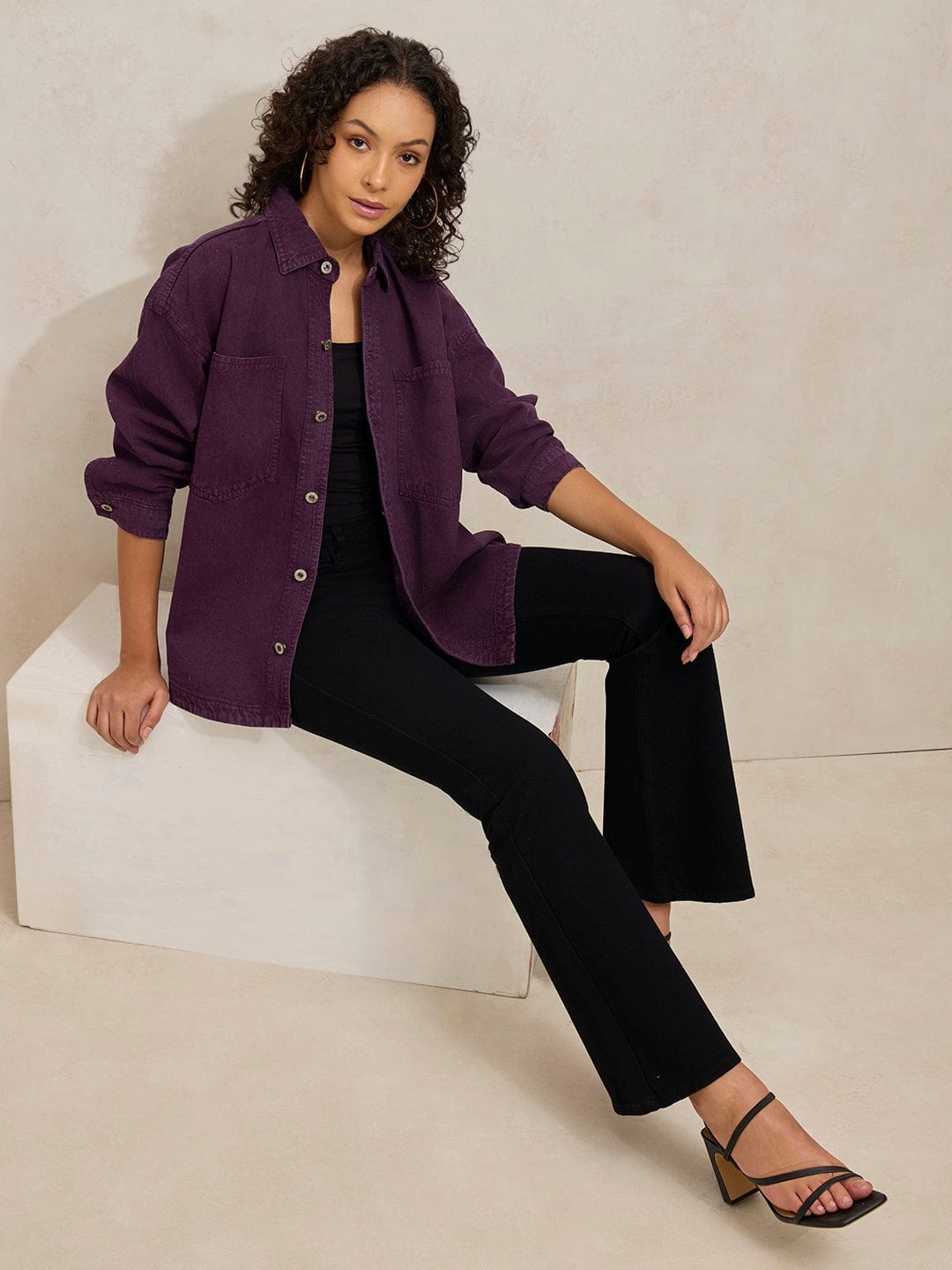 Purple Denim Oversized Shacket