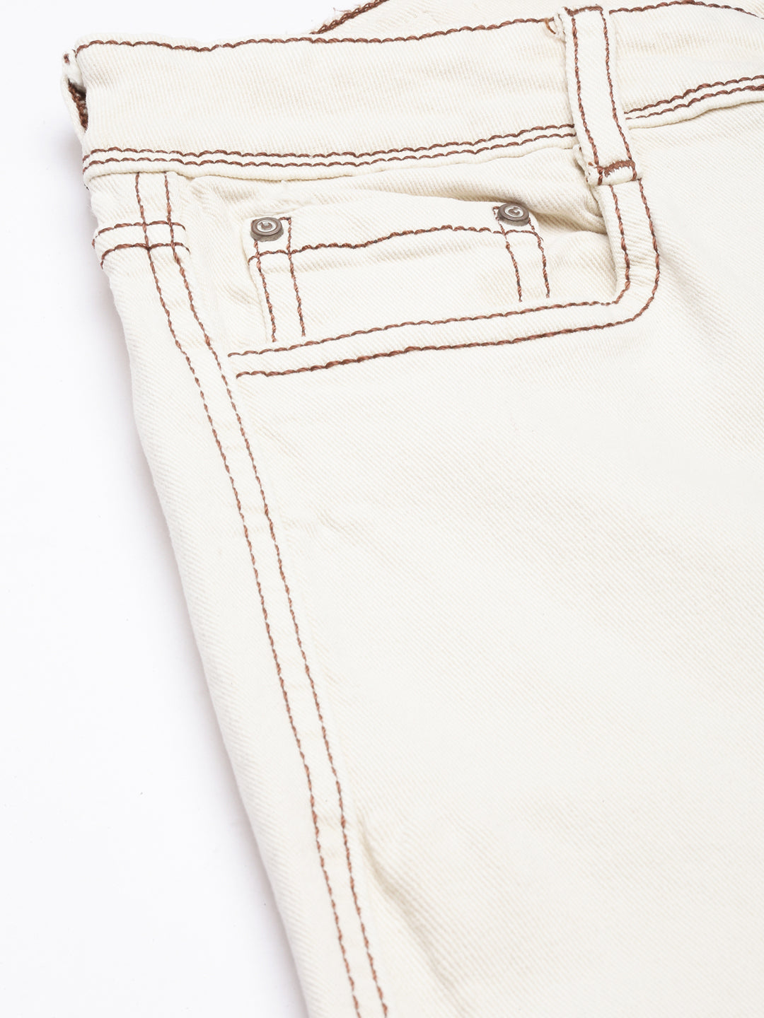 Cream Straight Fit Cargo Jeans