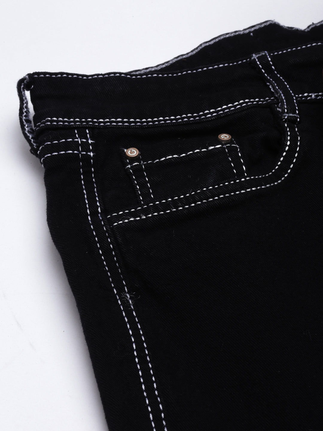 Black Straight Fit Stretchable Cargo Jeans