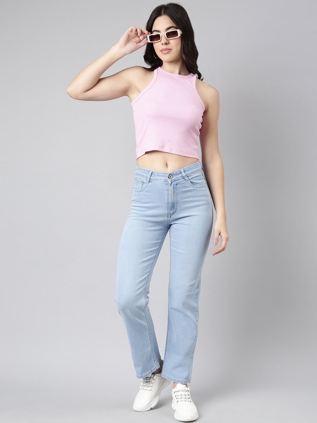 Blue Straight Fit Mid-Rise Light Fade Stretchable Jeans