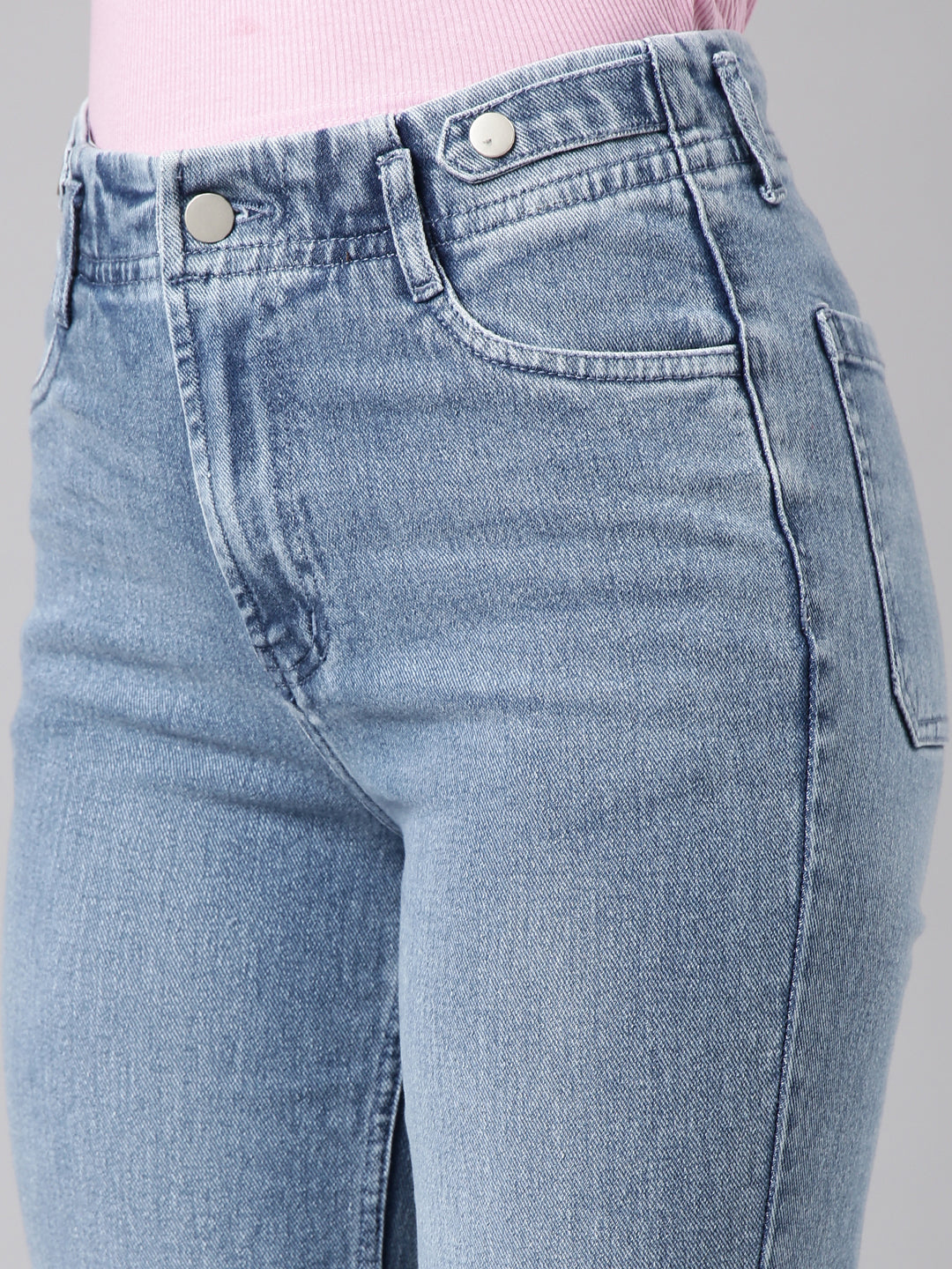 Blue Straight Fit Light Fade Stretchable Jeans