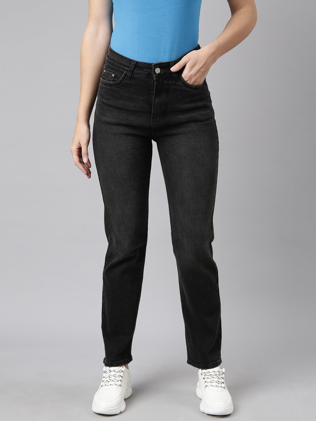 Charcoal Straight Fit Light Fade Jeans