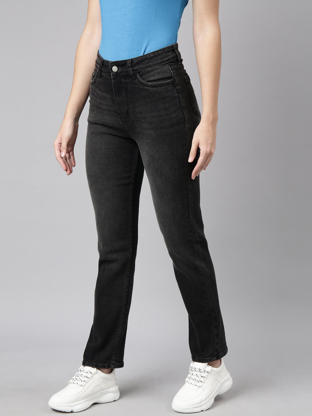 Charcoal Straight Fit Light Fade Jeans