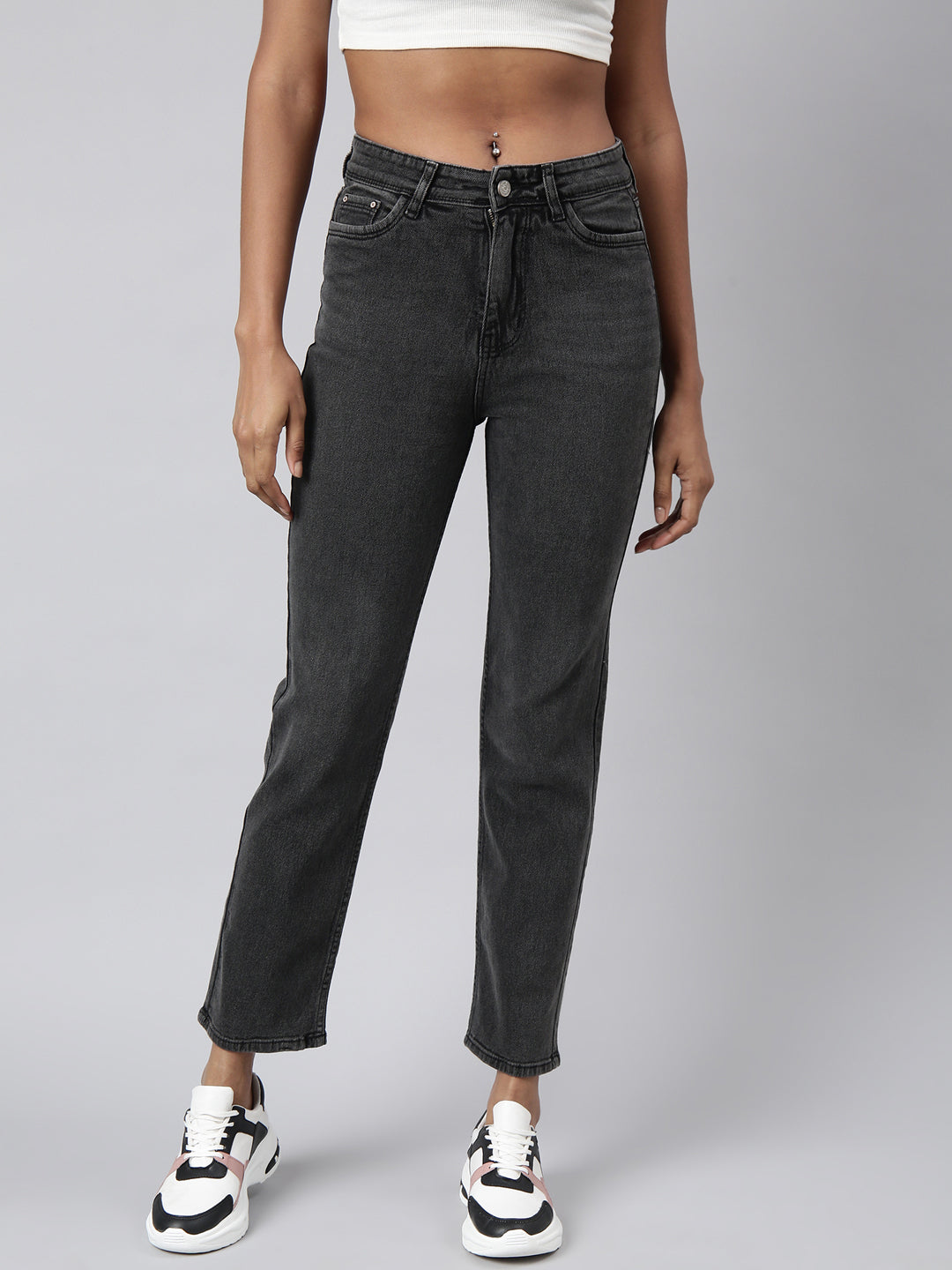 Grey Straight Fit Light Fade Jeans