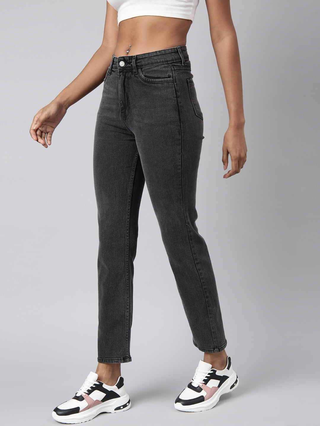 Grey Straight Fit Light Fade Jeans