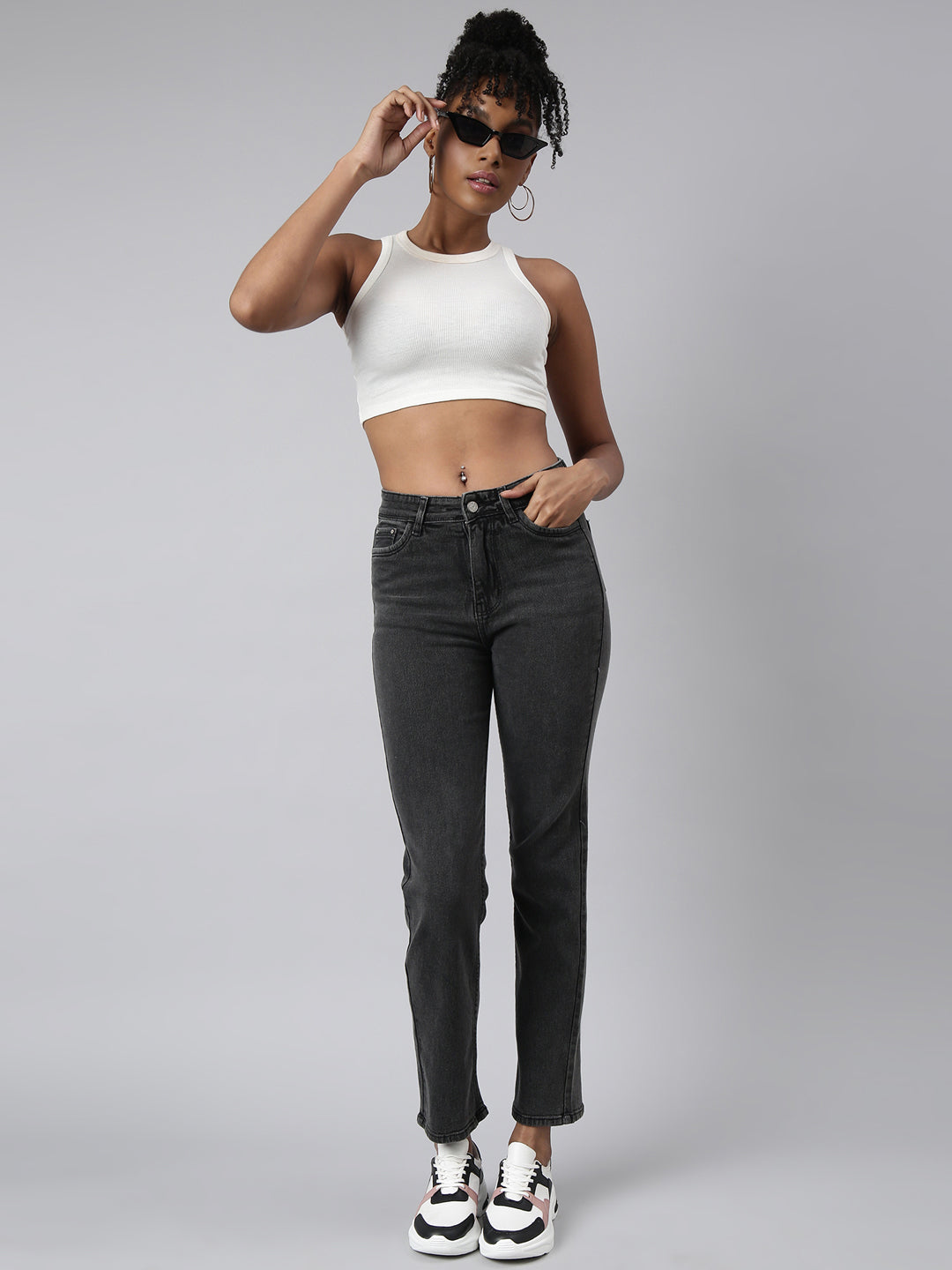 Grey Straight Fit Light Fade Jeans