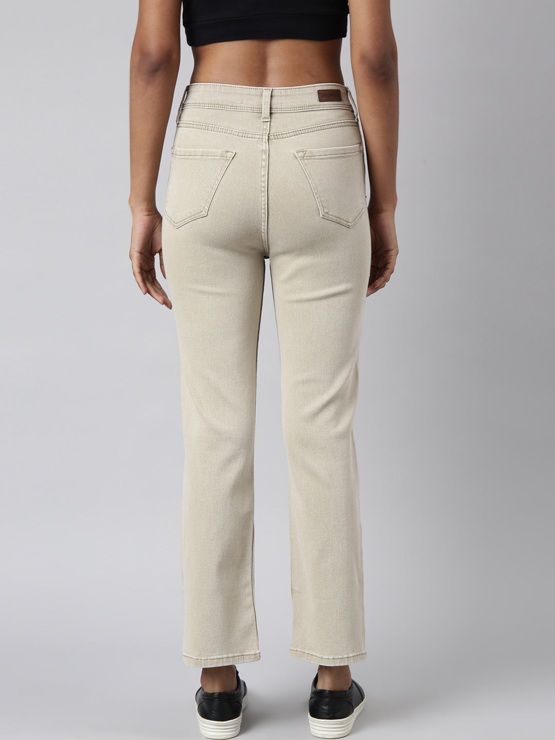 Beige Straight Fit Jeans