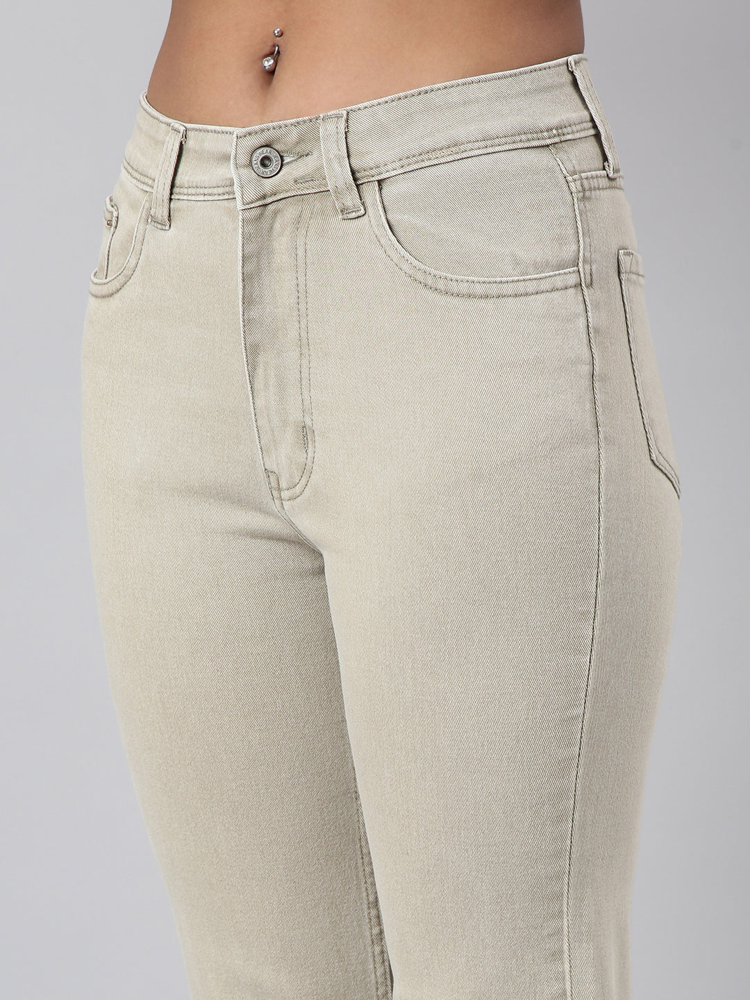 Beige Straight Fit Jeans
