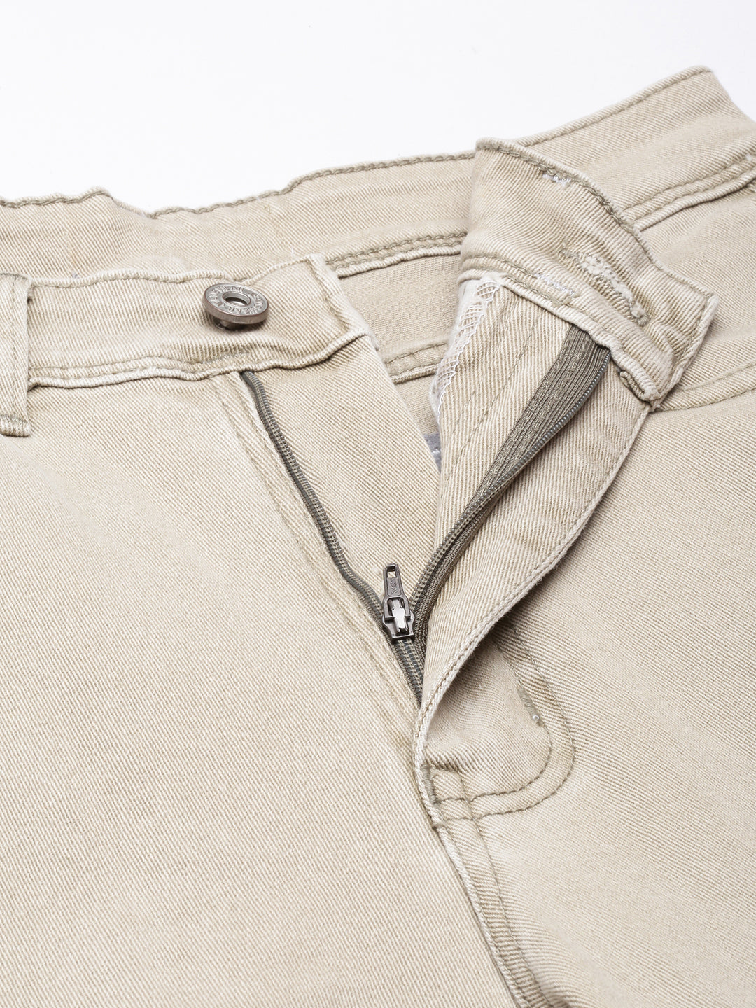 Beige Straight Fit Jeans