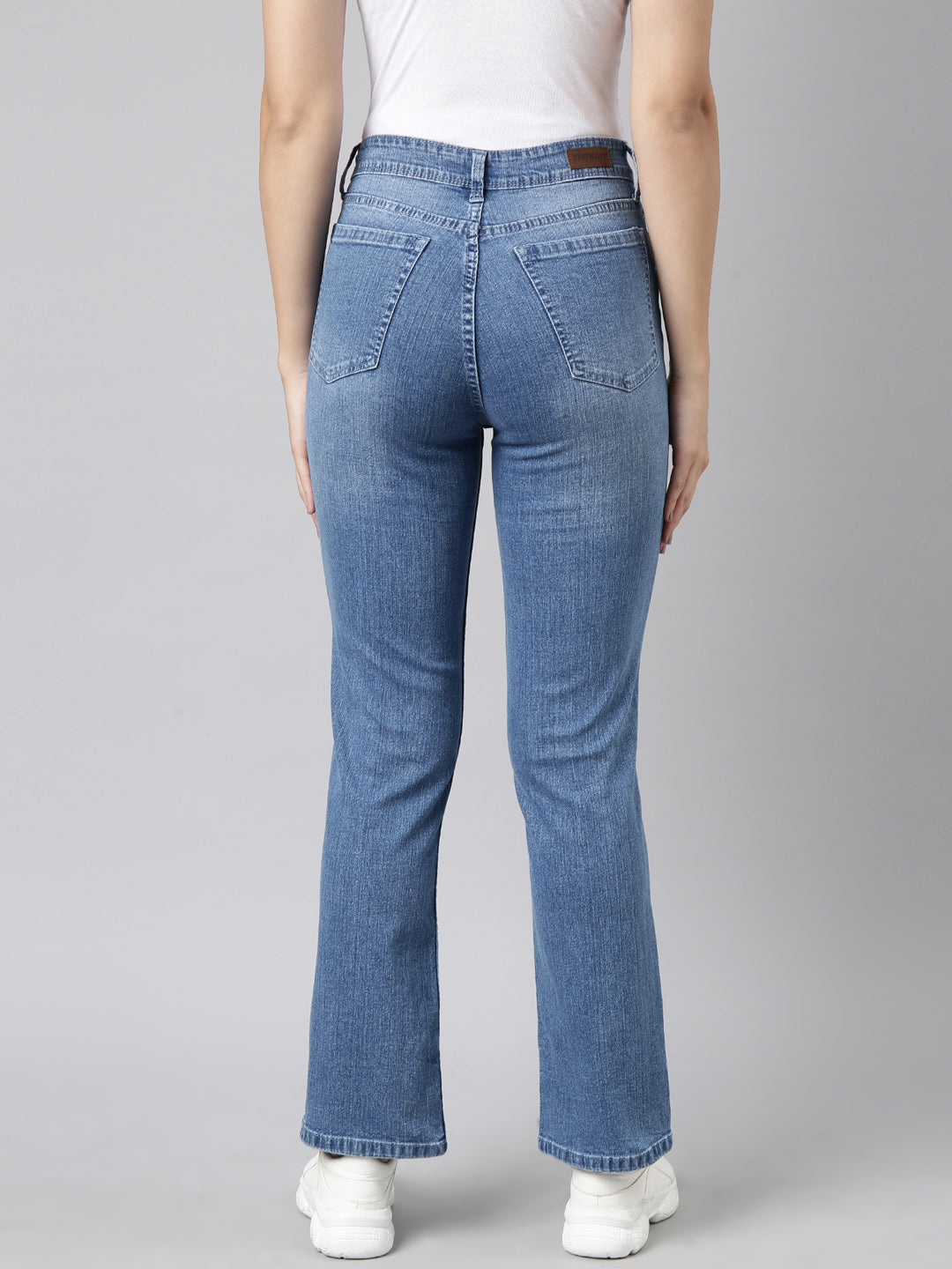 Blue Straight Fit Light Fade & Chevrons Stretchable Jeans