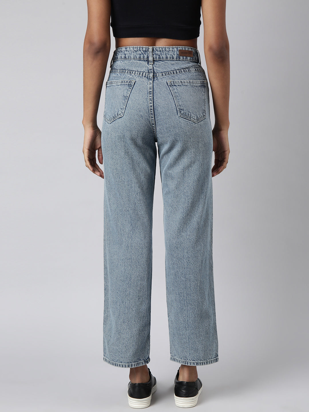 Blue Straight Fit Heavy Fade Acid Wash Jeans