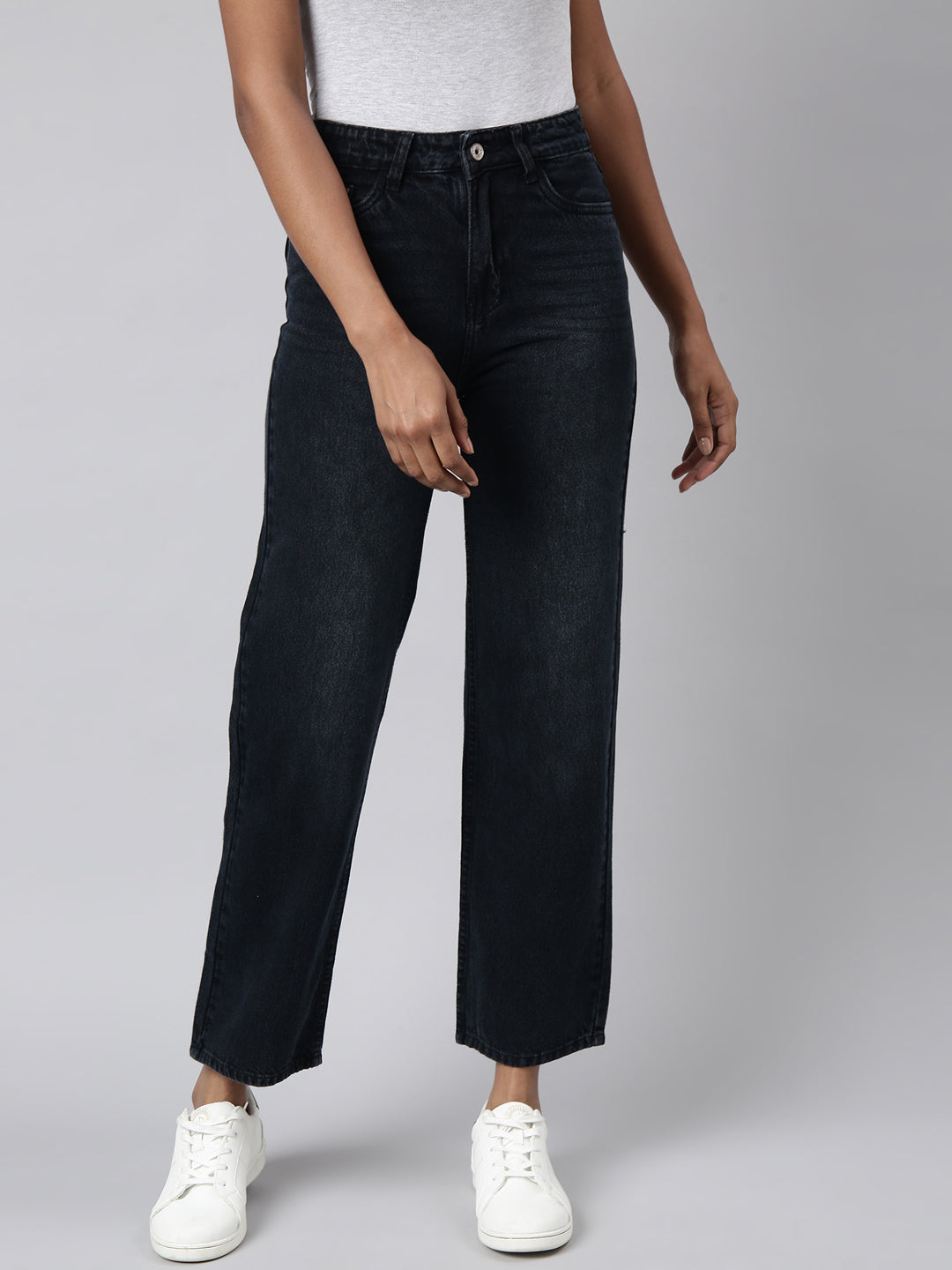 Navy Blue Straight Fit Jeans