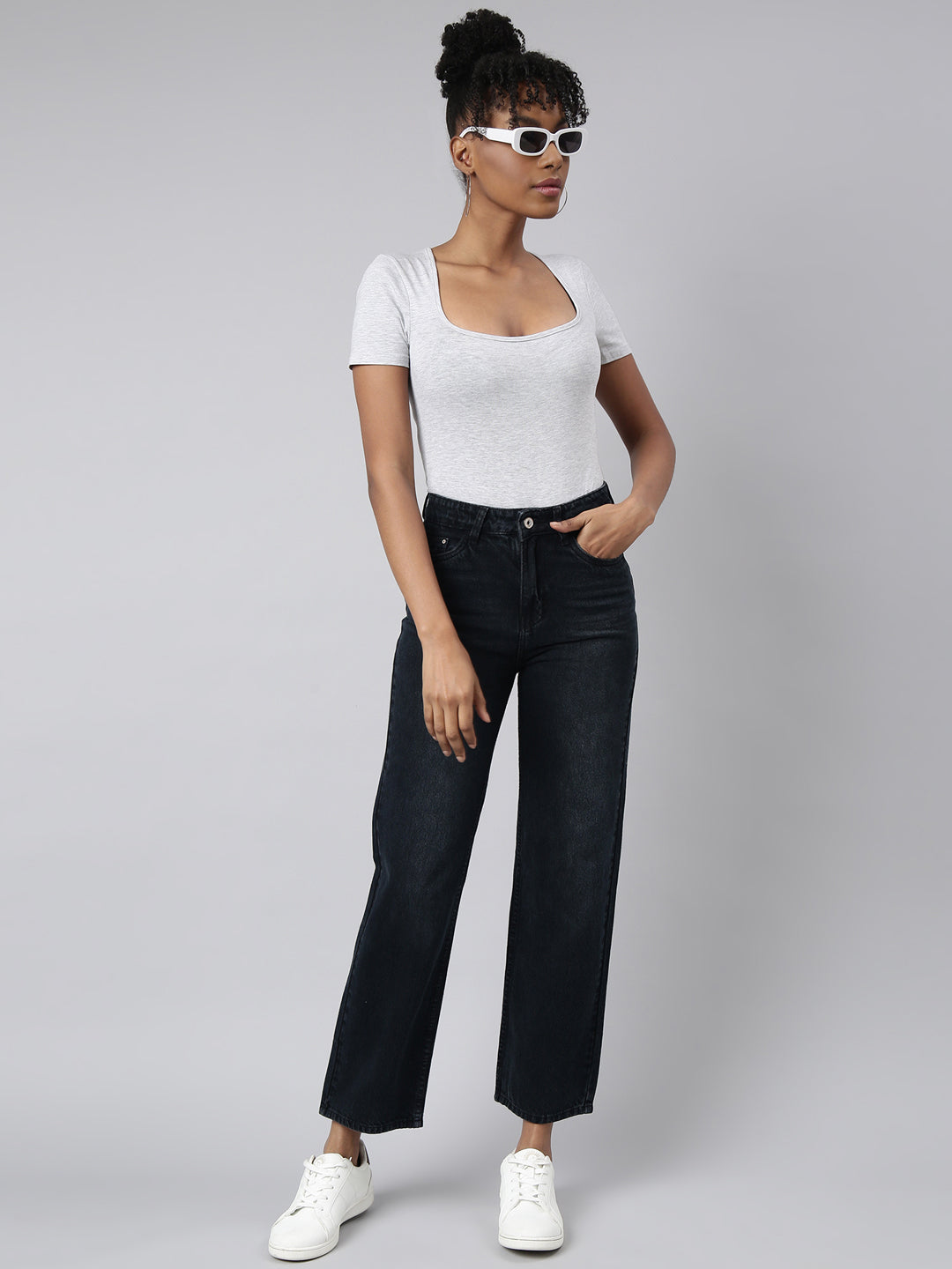 Navy Blue Straight Fit Jeans