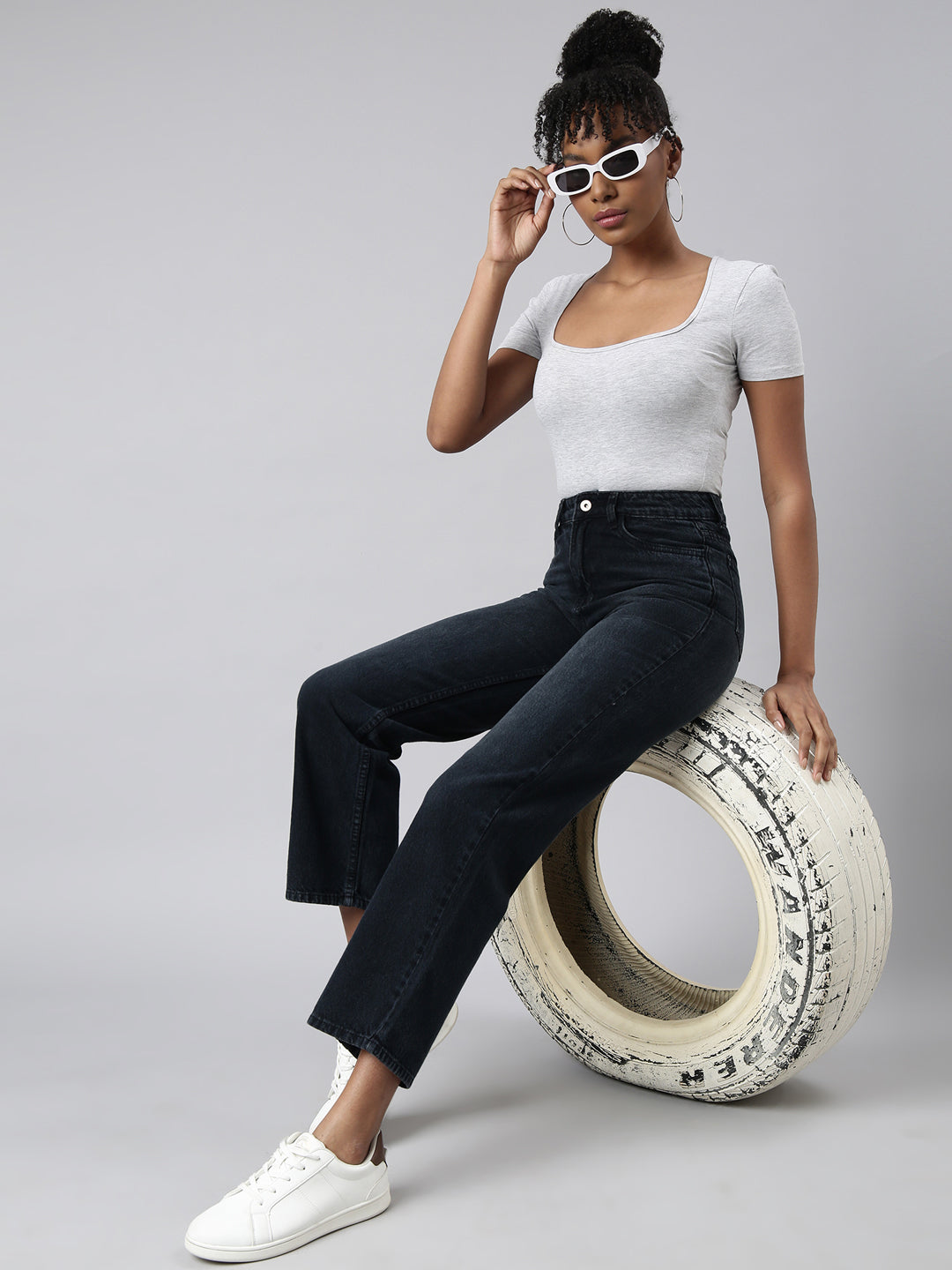 Navy Blue Straight Fit Jeans