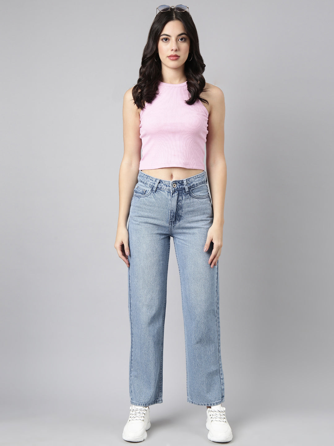 Blue Straight Fit Heavy Fade Mid-Rise Jeans