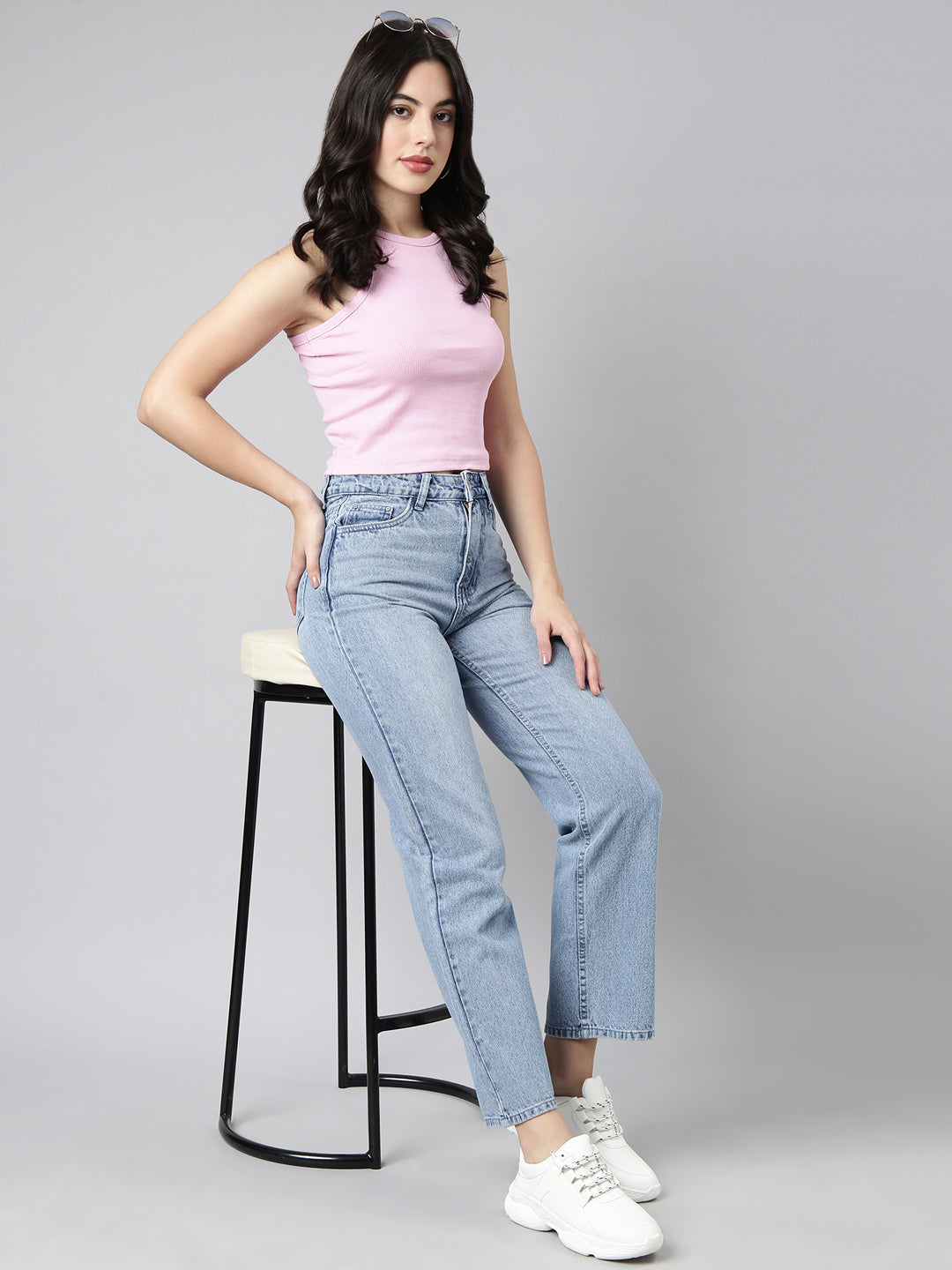 Blue Straight Fit Heavy Fade Mid-Rise Jeans