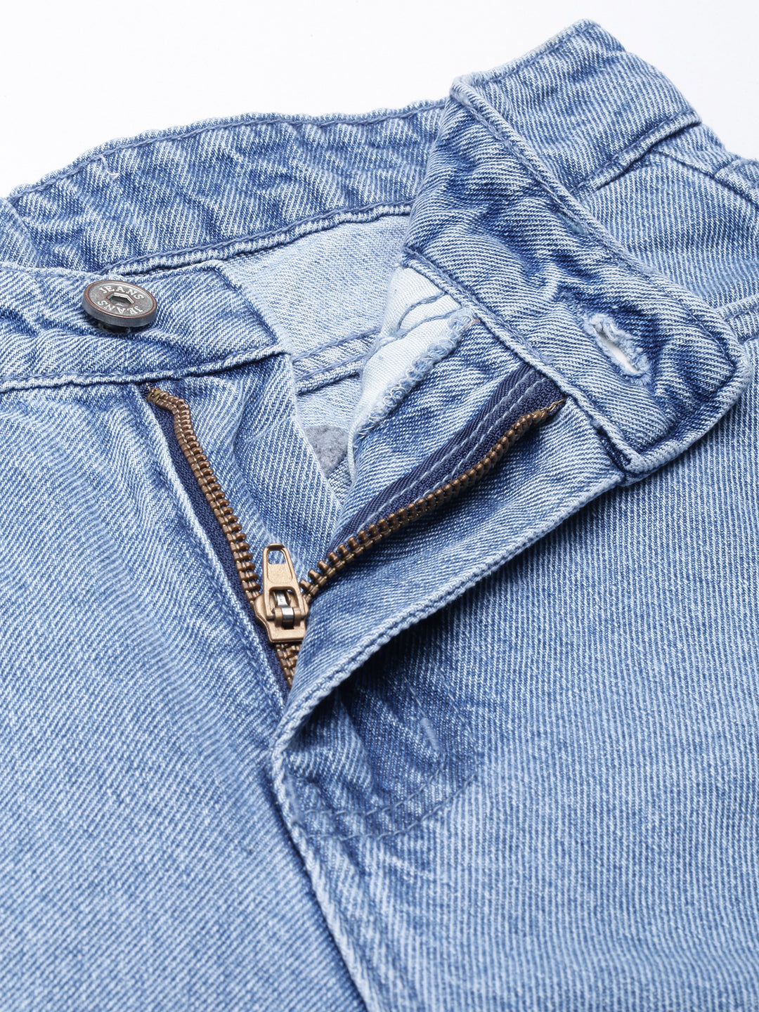 Blue Straight Fit Heavy Fade Mid-Rise Jeans