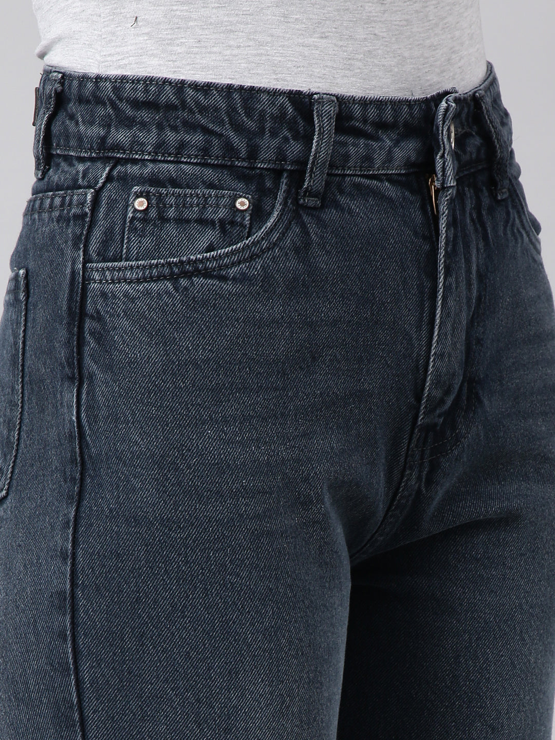 Women's Navy Blue Straight Fit Light Fade Denim Jeans