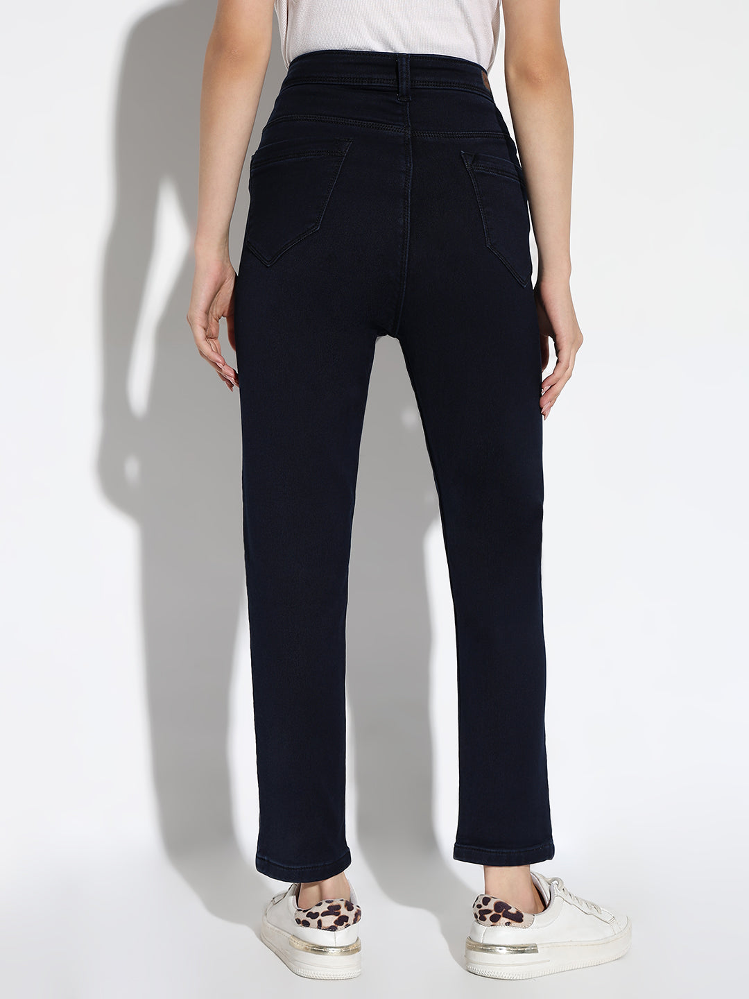 Navy Blue Cotton Comfort Slim Fit Acid Wash Stretchable Jeans