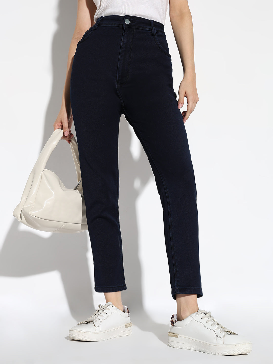 Navy Blue Cotton Comfort Slim Fit Acid Wash Stretchable Jeans