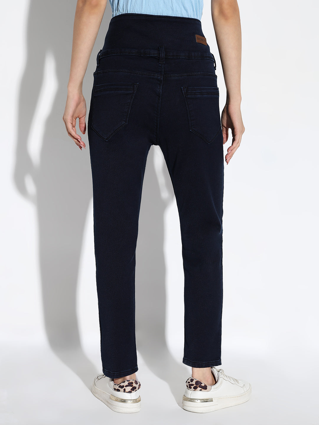 Navy Blue Comfort Straight Fit Acid Wash Stretchable Jeans