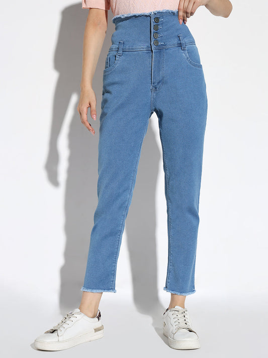 Blue Comfort Slim Fit Acid Wash Stretchable Jeans