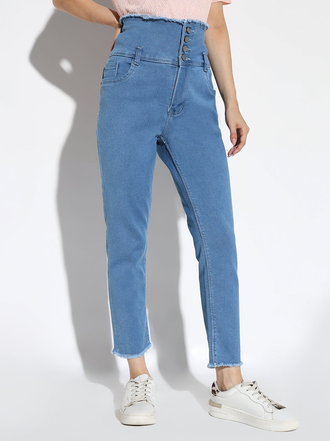 Blue Comfort Slim Fit Acid Wash Stretchable Jeans