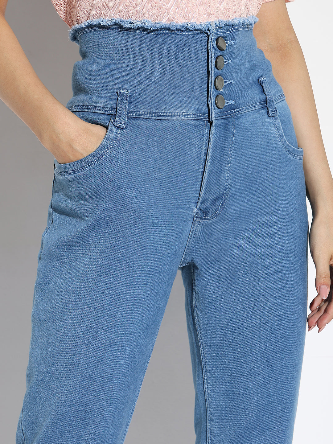 Blue Comfort Slim Fit Acid Wash Stretchable Jeans