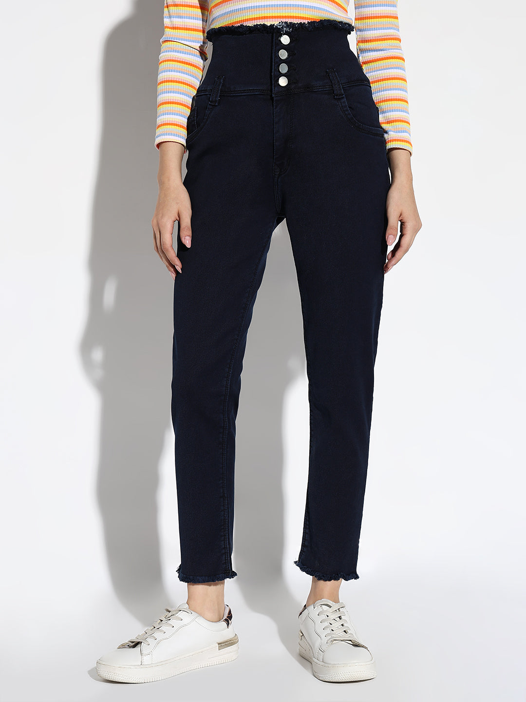Navy Blue Comfort Slim Fit High-Rise Stretchable Jeans