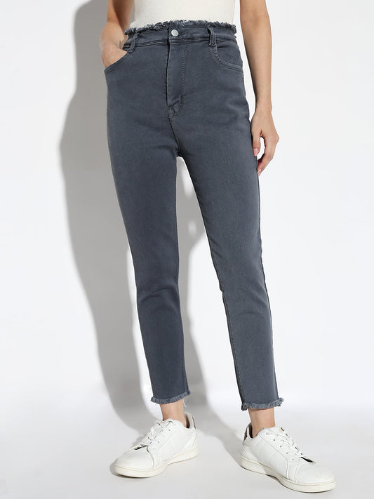 Grey Comfort Slim Fit Light Fade Cotton Stretchable Jeans